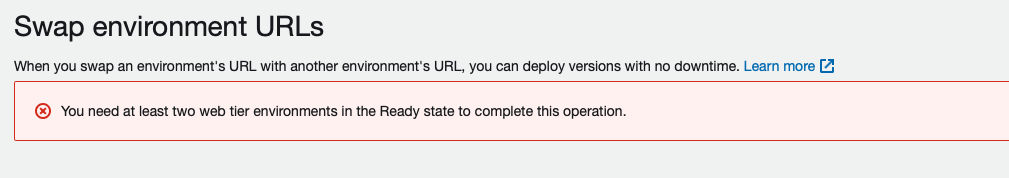AWS Elastic Beanstalk Swap Environment Urls - error